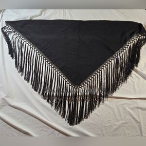Elegant Black Fringe Shawl